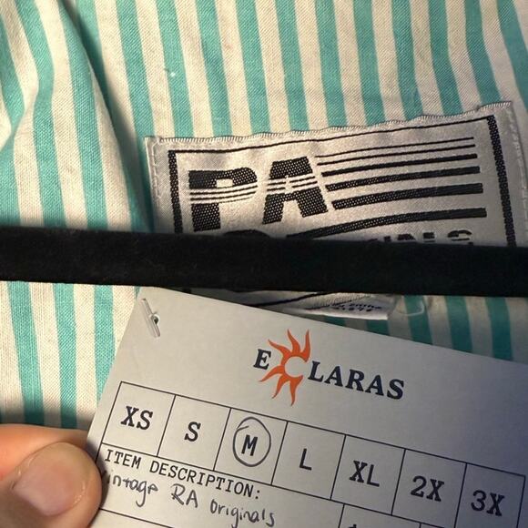 Vintage PA Teal White Windbreaker Jacket Drawstring Mock Neck Full Zip Medium - Picture 4 of 4